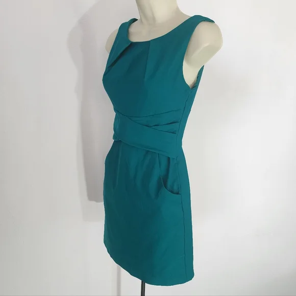 Teeze Me Dress Cross Waist Sheath with Pockets Green Size 3 - Picture 10 of 14